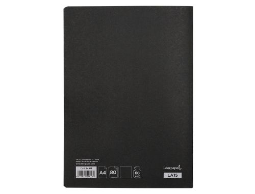 Caderno agrafado liderpapel capa preta din a4 80 f liso 60gr , Liderpapel , 54413 , 8423473544130